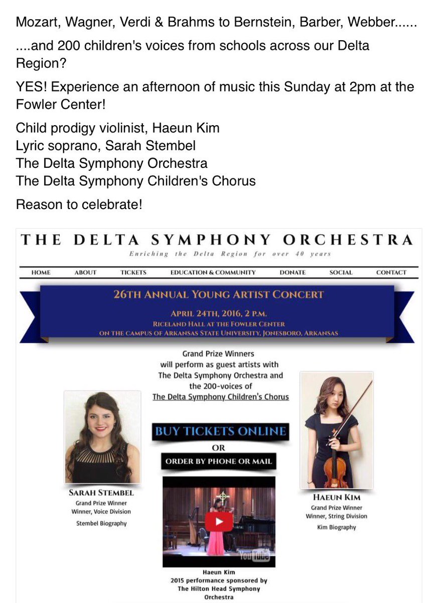DeltaSympOrch's tweet photo. This Weekend.  This Sunday.  Be Amazed. https://t.co/Bx9NEDTHKj