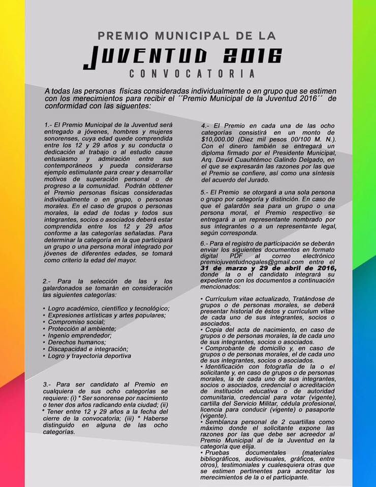 INJNogales's tweet photo. Y tú ya estás listo para participar?Premio Municipal de la Juventud 2016.
Este es tu momento. #Participa #PMJ2016 https://t.co/bTNa22nAvC