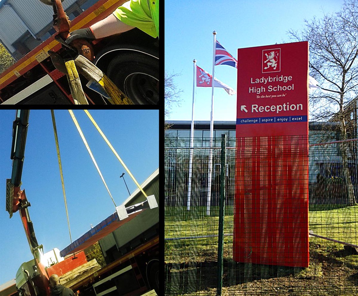 GBSigns's tweet photo. Ready Steady Go - Installing a monolith at Ladybridge High School for @pfi_signs https://t.co/6mT8DdqGxs