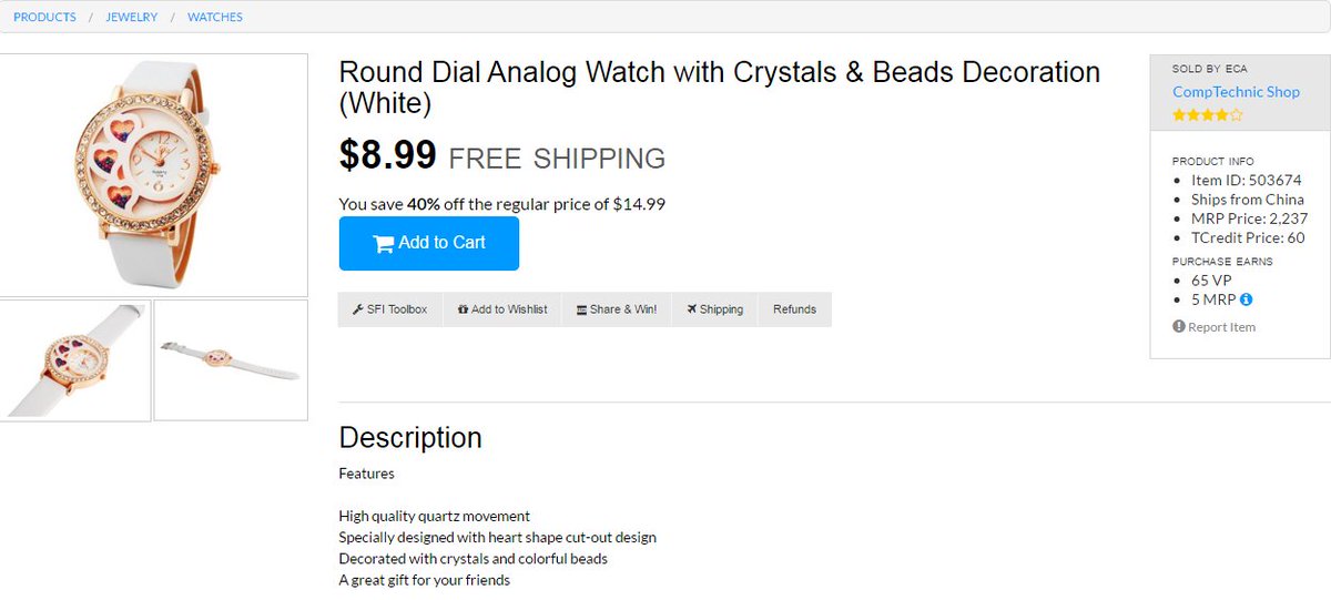 CompTechnicShop's tweet image. tripleclicks.com/detail.php?ite…

Round Dial Analog Watch with Crystals &amp;amp; Beads Decoration (White)