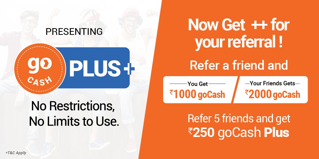 goibibo's tweet photo. More friends — More goCash+
Refer #GoibiboApp & get Rs. 250 goCash+ on the 1st 5 referrals. https://t.co/2Ut4Ghrq55 https://t.co/FHkGktOAs9
