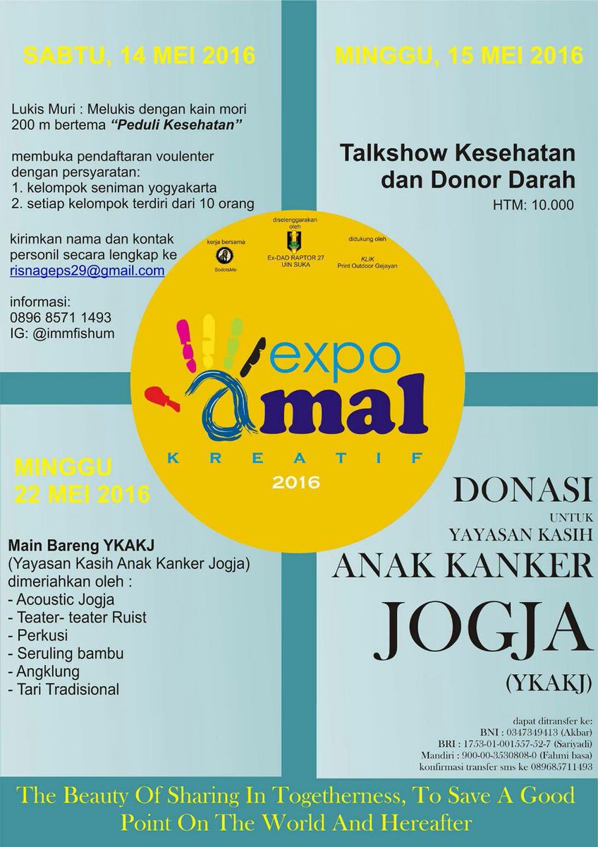 Ikuti EXPO AMAL KREATIF dibulan mei 2016.. Jangan sampai terlewat yakkk..