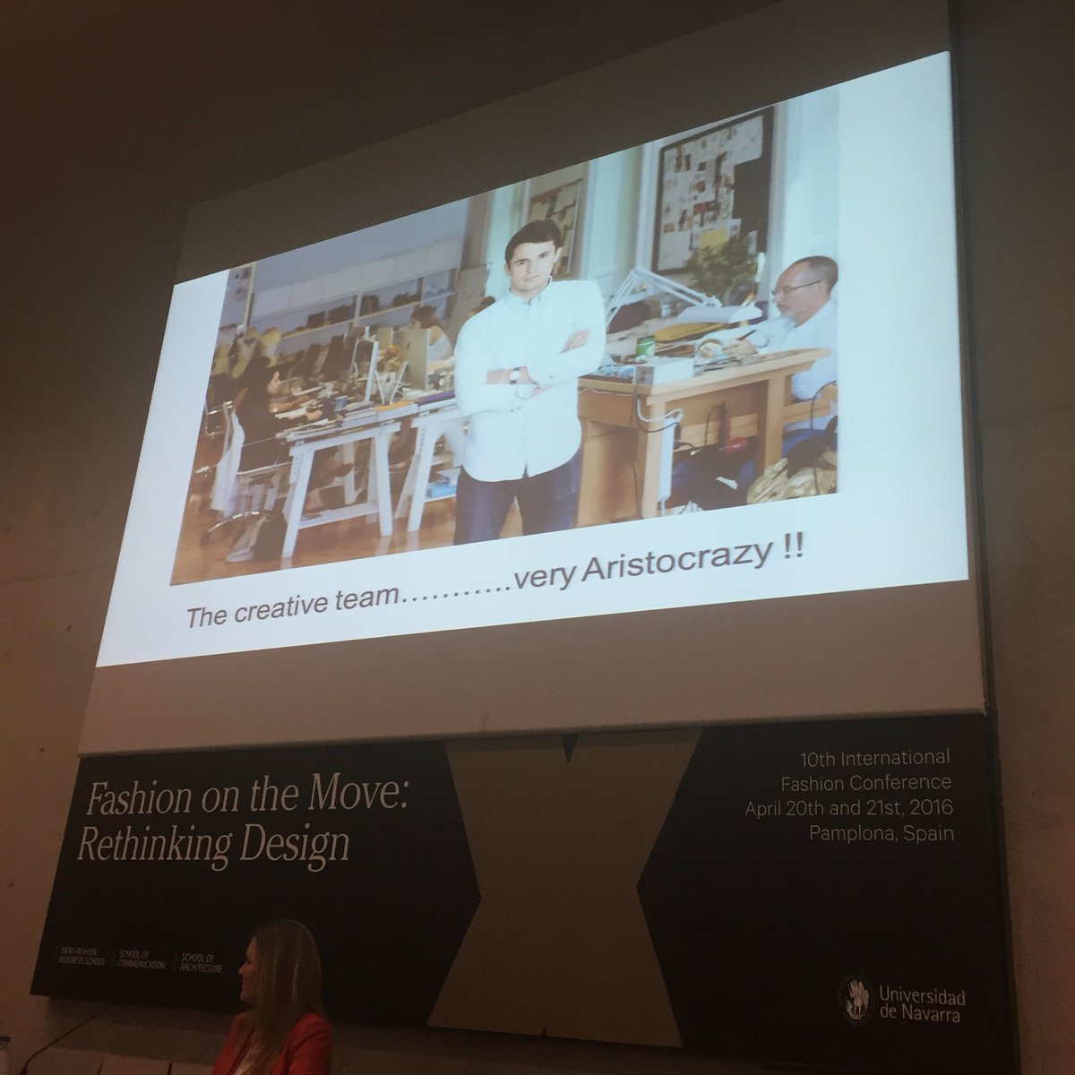 GFashionConfer's tweet photo. "Our major factor is the creative team" Clemente Hernández, CEO @aristocrazy @ISEMfbs #XFashionConf https://t.co/D9dFoutTs8