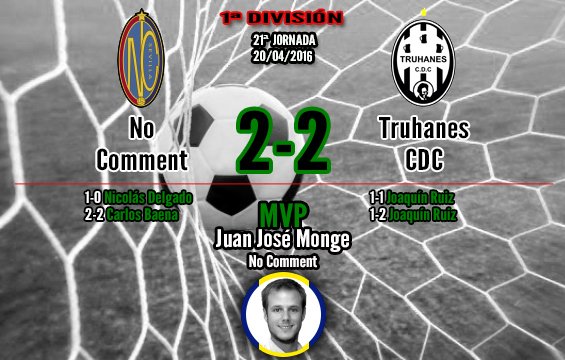 LFASevilla's tweet photo. 21ª JORNADA | @NoCommentSev 2-2 @TruhanesCDC | MVP: Juan José Monge (No Comment) | https://t.co/PgrlCmeitA https://t.co/pNgPSRtrfb