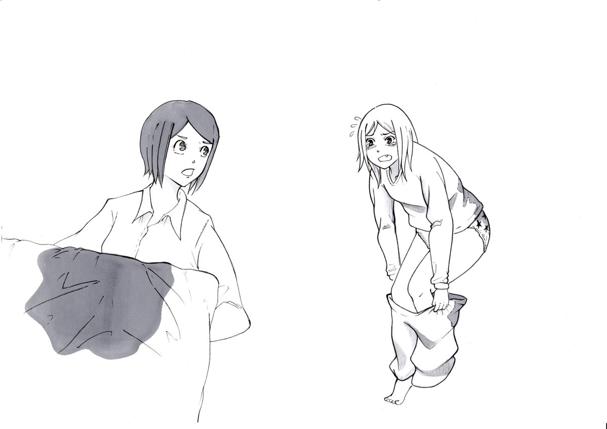 ヲガワ おねしょ絵31枚目 やる くんとの約束の品 お気に入りの女児ショーツ穿くと絶対おねしょする金髪不良女子高生です