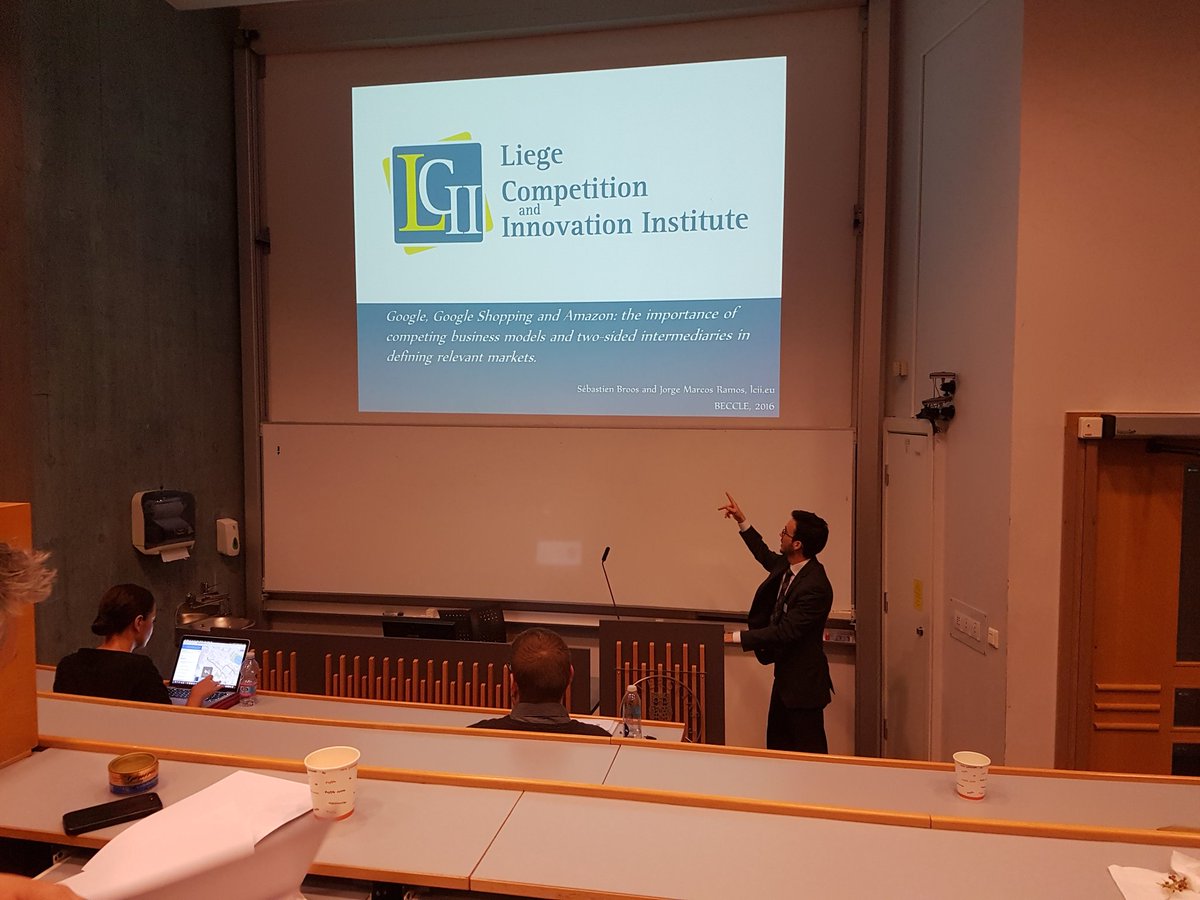 davidmreader's tweet photo. .@LCII_ULg's Jorge Ramos rounds-off Day 1 at #BECCLE w/ discussion on market definition + two-sided intermediaries. https://t.co/00y4dQdHHH