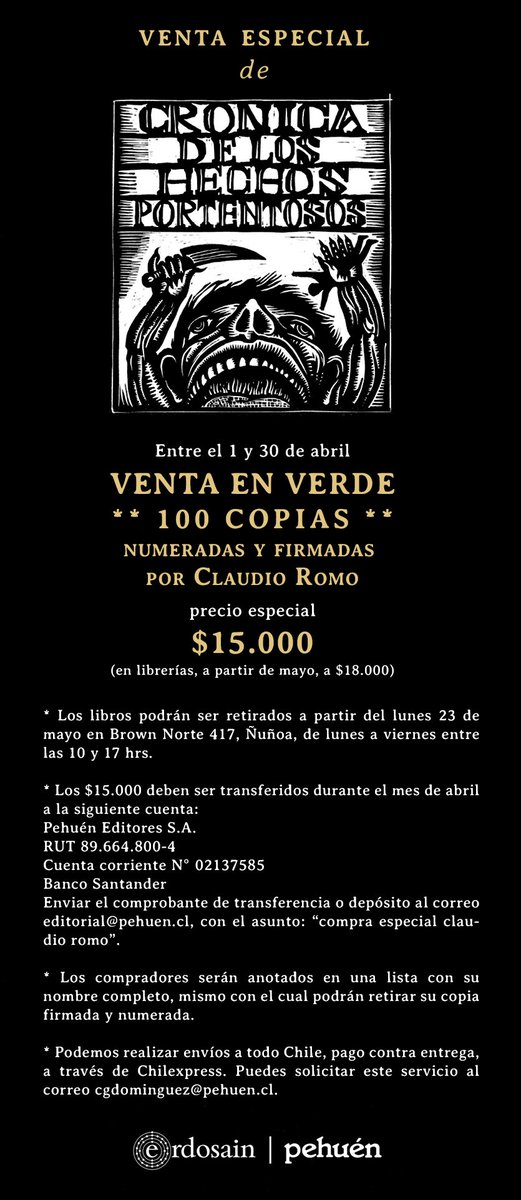 DBlancoPantoja's tweet photo. ¡No olvidar! Ediciones numeradas y autografiadas por Claudio Romo. https://t.co/ek6dspnLTS