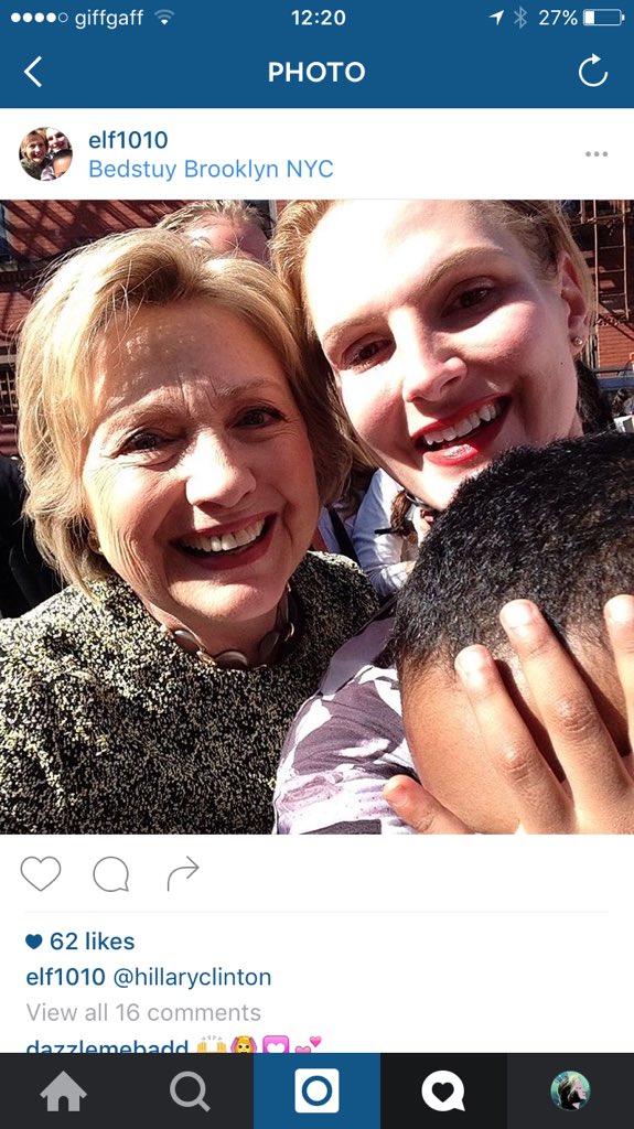 BingeDesigns's tweet photo. OMG Hillary has actually touched our #Hc4p2016 #ClassyB shirt! #imwithher https://t.co/oNxxUmJFW2