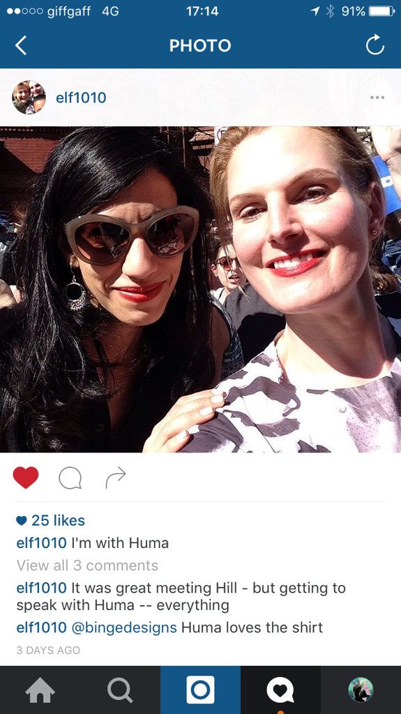 BingeDesigns's tweet photo. OMG Hillary has actually touched our #Hc4p2016 #ClassyB shirt! #imwithher https://t.co/oNxxUmJFW2
