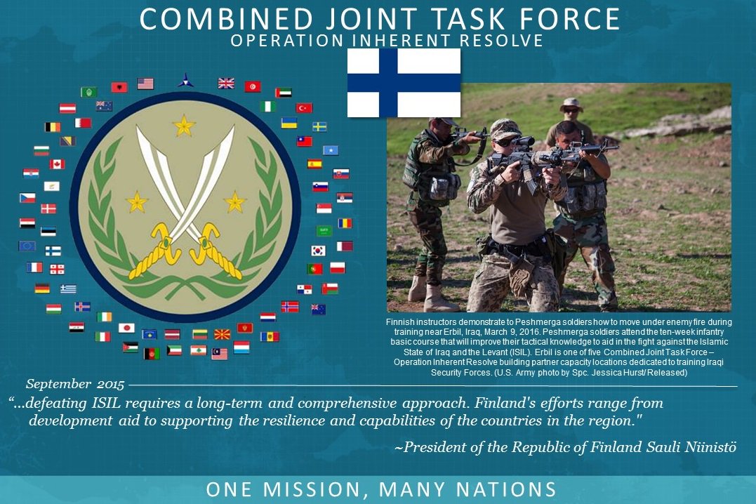 Inherent Resolve on Twitter: "Finland's efforts range from aid to  supporting the resilience of the region. ~Finland's Pres Niinistö  #military… "