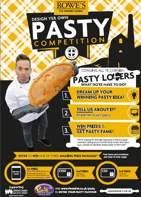 CHSW's tweet photo. 3 days left to enter your pasty recipe into @piratefm &amp; Rowes competition! CHSW will benefit from winning recipe! https://t.co/VQz7RDtpv4