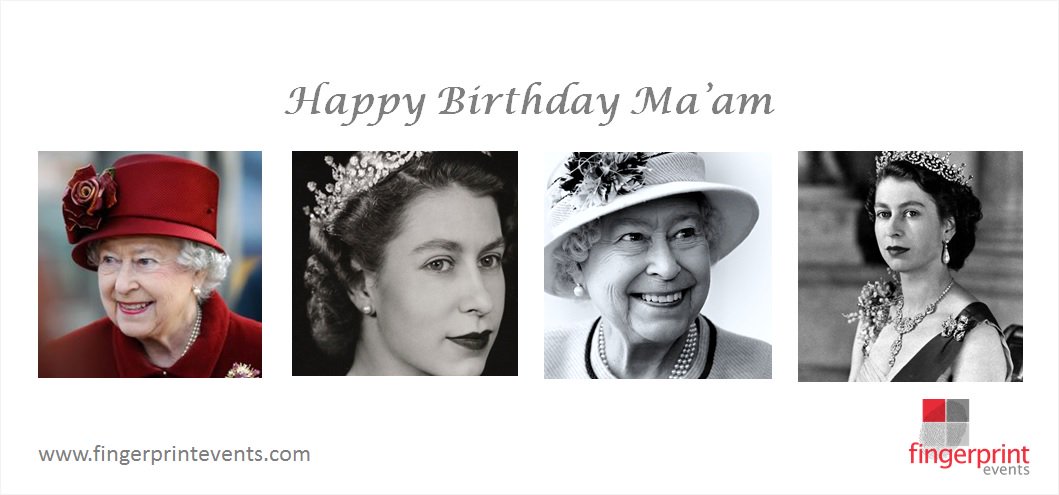 FingerprintEvnt's tweet photo. Many Happy Returns Ma'am #HappyBirthdayYourMajesty #Queenat90 #QueensBirthday from all @FingerprintEvnt https://t.co/Ri7cuSairZ