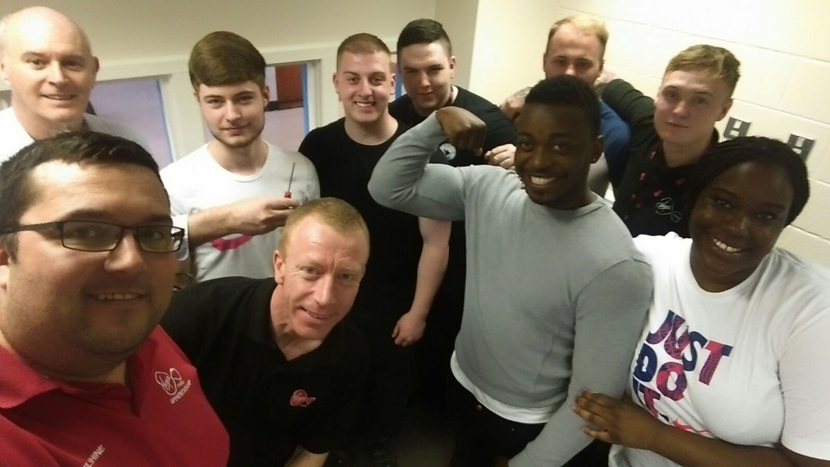 VMapprentices's tweet photo. The Birmingham and Nottingham apprentice teams group selfie after the community project #BAC16 https://t.co/8uaCl77l3X