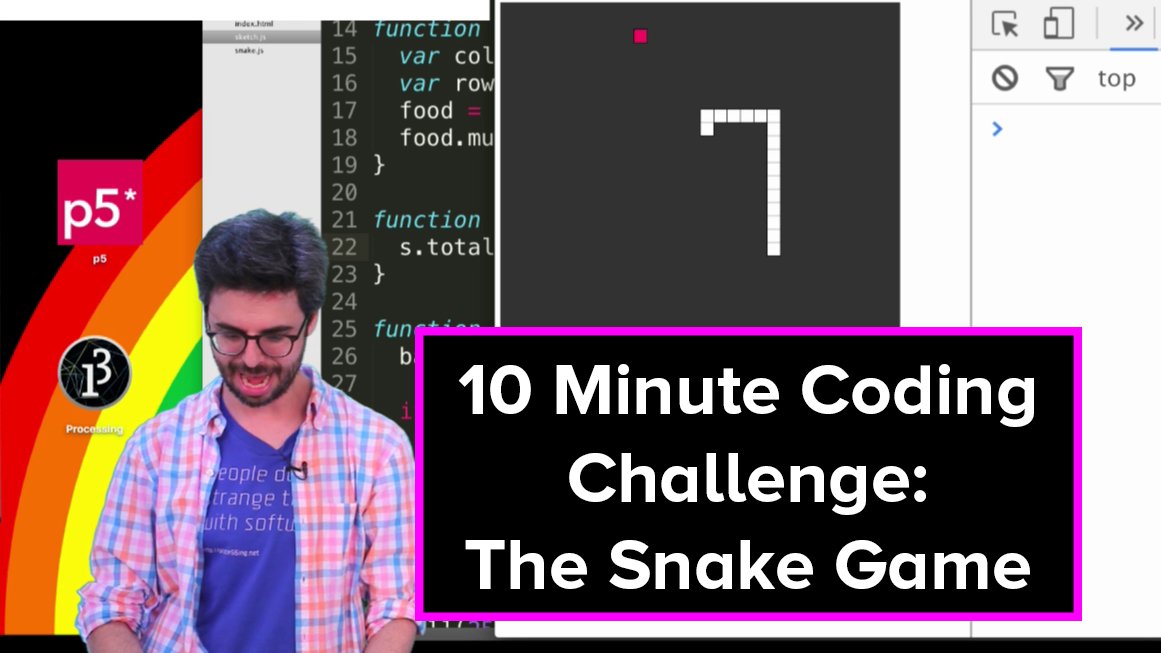 Daniel Shiffman 10 Er 27 Oops Min Challenge Snake Game In P5xjs T Co C3mbujebf0 Will Be Adjusting The Format Next Round