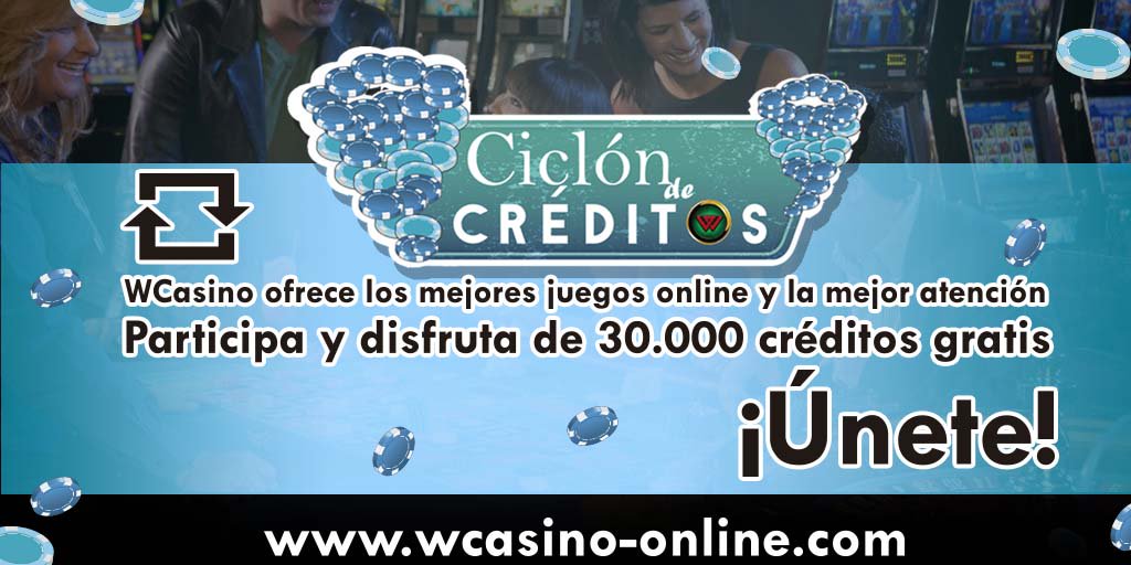 ¡GANA 30.000 CRÉDITOS CON WCASINO! RT nuestra imagen y participa en nuestra promo de hoy Ciclón de Créditos.