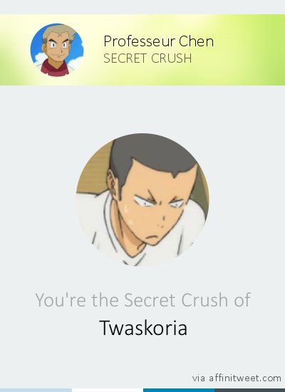 ProfSamuelChen's tweet photo. [Secret Crush] Your Secret Crush is @Twaskoria! Who's yours?
via https://t.co/eqL1ubE0ET https://t.co/nj565hFfgD