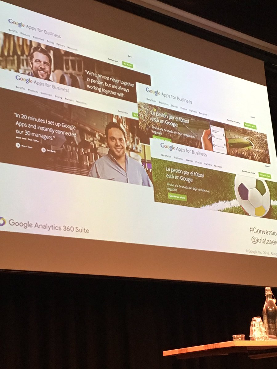 MartijnSch's tweet photo. Google tested images and headlines for their Apps for Businesses. @kristaseiden #conversion16 https://t.co/0MmlGn7Qno