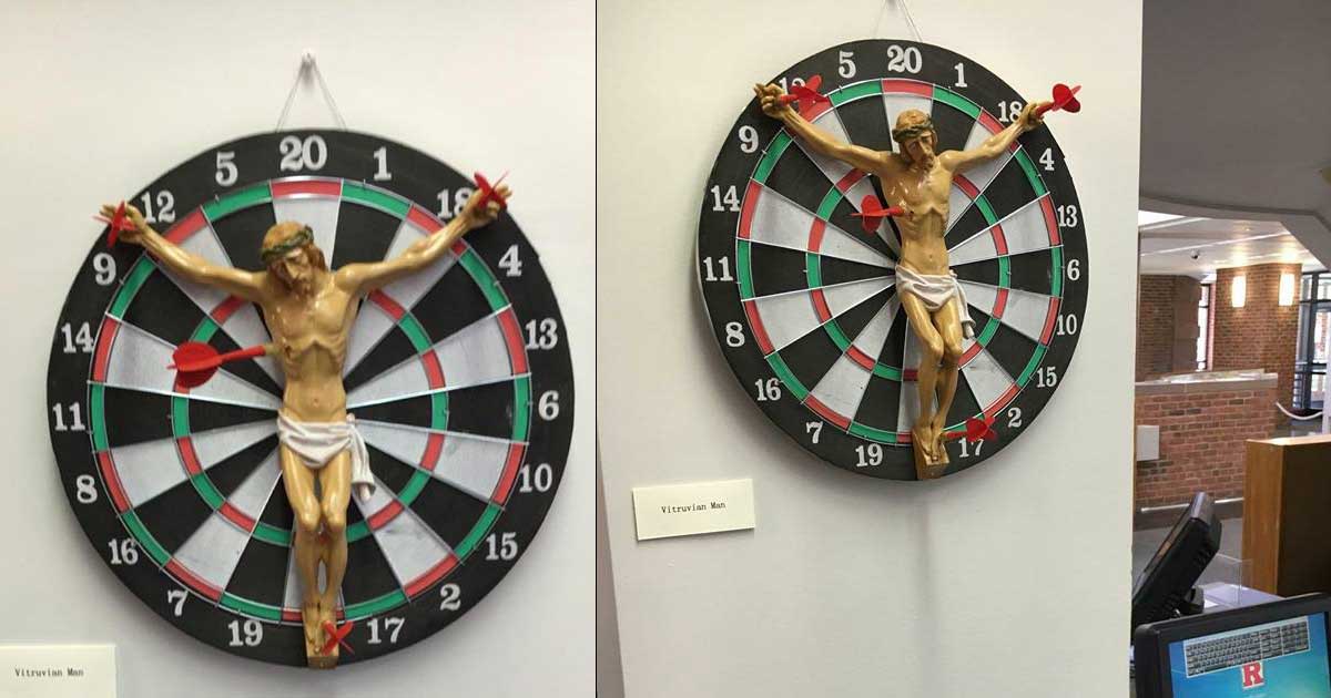 Progressive education: Jesus dartboard at Rutgers