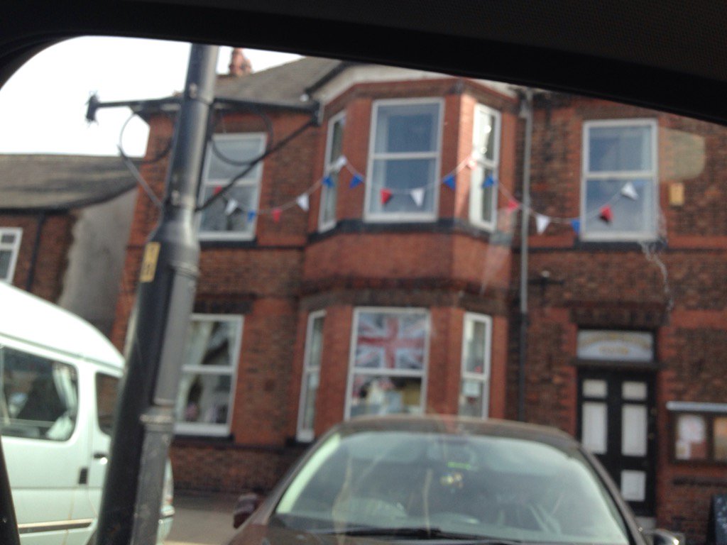 The only bit of bunting up on Frodsham High Street for HRHs big birthday. Thank you Frodsham Conservative Club