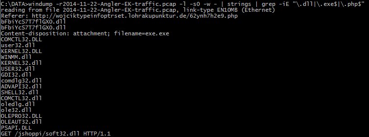 seguridadyredes's tweet photo. El #tcpdump para Windows: #windump -rEK-traffic.pcap -l -s0 -w - | strings | grep -iE "\.dll|\.exe$|\.php$" https://t.co/fpVenxGlZp