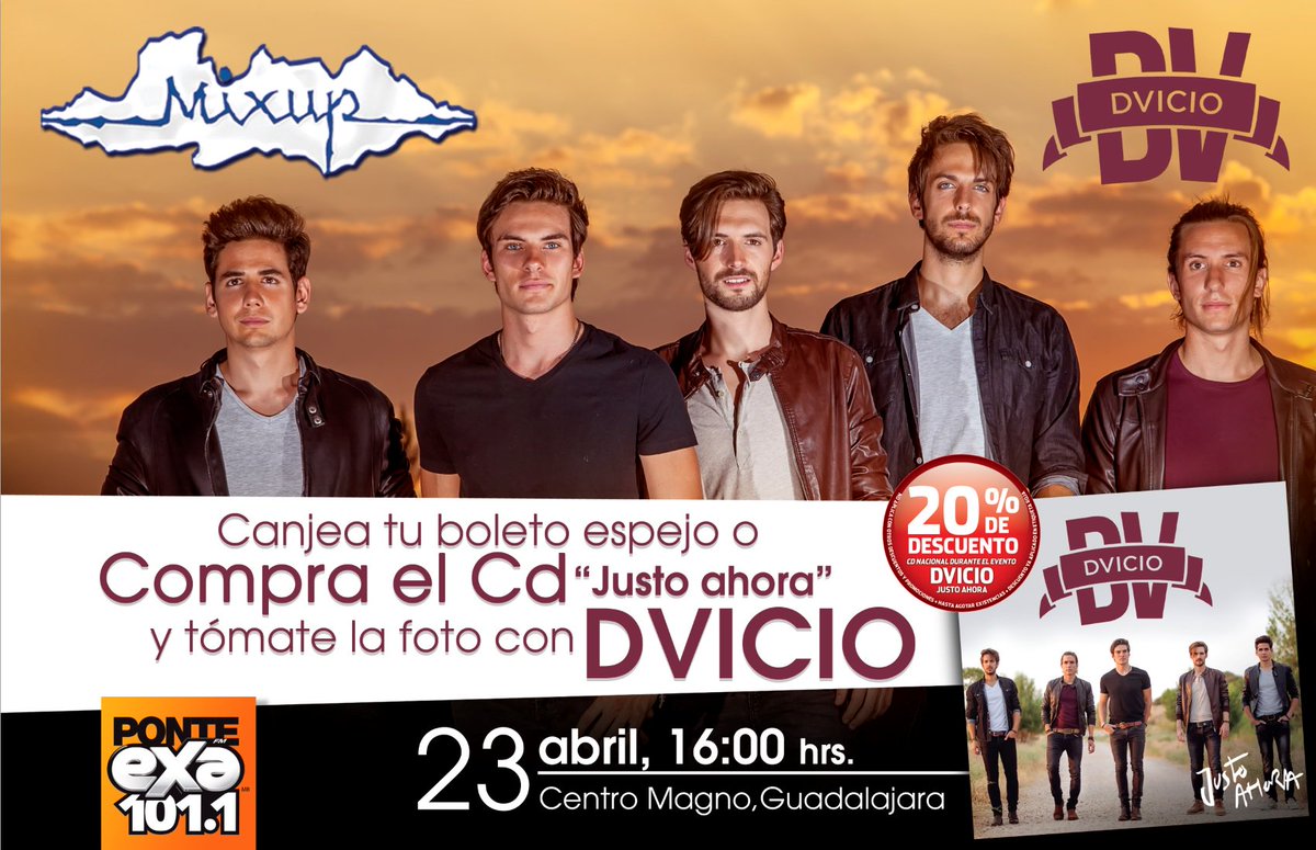 sonymusicmexico's tweet photo. Guadalajara, tierra tapatía!!! Ya están listos para la firma de autógrafos de @dvicioficial este 23/Abril a las 4pm? https://t.co/u1l4bBz8kf