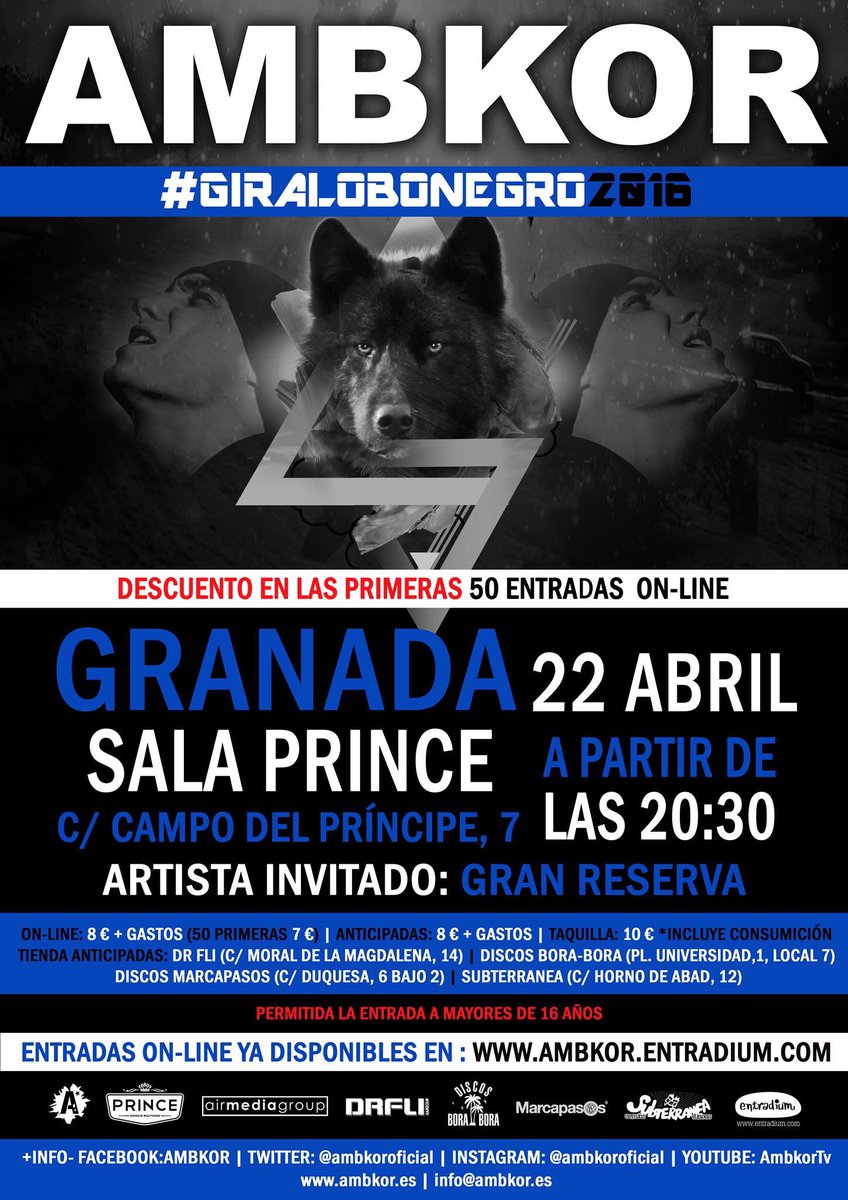 Riff_Raff_Ent's tweet photo. Mañana Ambkor + Gran Reserva en @salaprince_gr @ambkoroficial @GranReservaGR18 a partir de 20:30h || 16 años https://t.co/ylKG2JZjk7