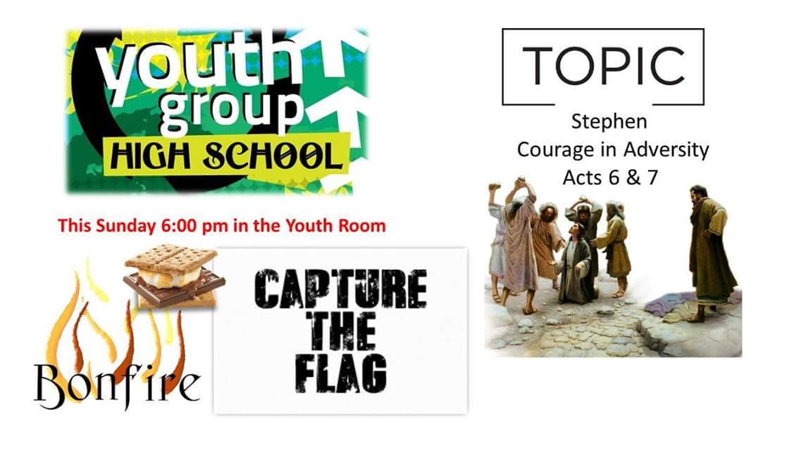 HolySpiritSF's tweet photo. High School youth group this Sunday at 6 p.m. in the youth room. https://t.co/ITgrqPe4Wu