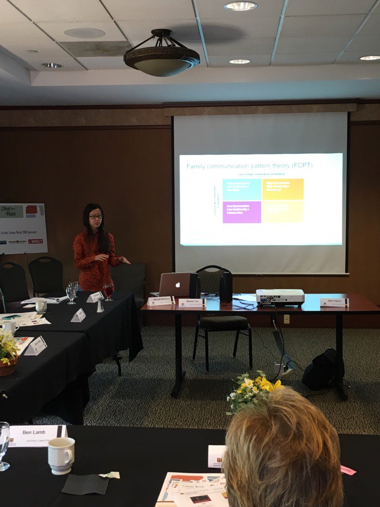 DaniHalliwell's tweet photo. Vanessa Gao shared her family comm research with Ryan Maliski at the Advisory Council Meeting #CommWeek2016 https://t.co/m9Wj8PjinF