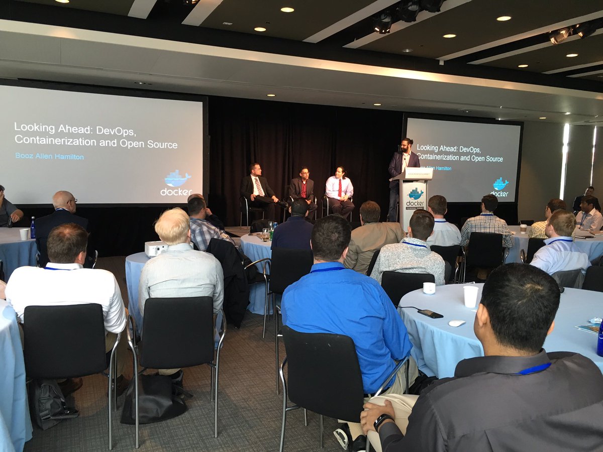 trishthedish99's tweet photo. @normalfaults leading the @BoozAllen federal panel on DevOps. @docker #DockerFedSummit https://t.co/eubbkAdXai