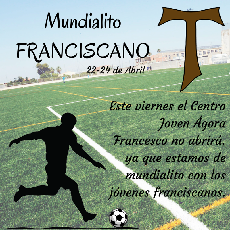 Este viernes no abriremos el centro joven. Estaremos con los jóvenes franciscanos en el mundialito! Nos vemos pronto