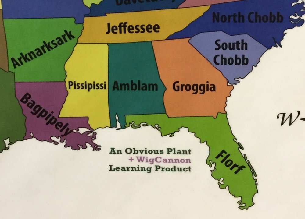 obviousplant_'s tweet photo. How Many U.S. States Can You Name?
Left in a children's learning store. Guest written by the hilarious @WigCannon https://t.co/6AFxxt8gbI