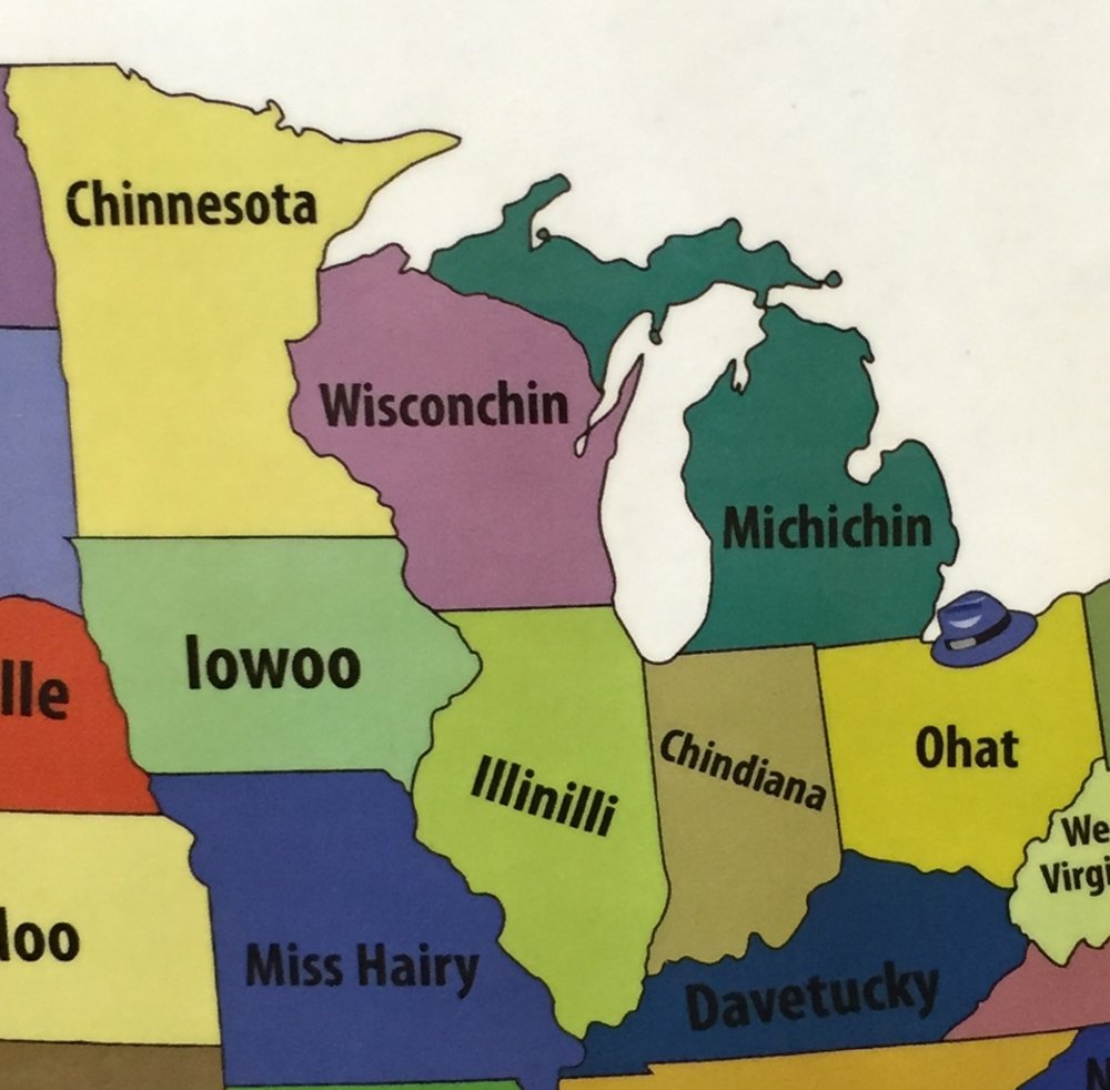 obviousplant_'s tweet photo. How Many U.S. States Can You Name?
Left in a children's learning store. Guest written by the hilarious @WigCannon https://t.co/6AFxxt8gbI