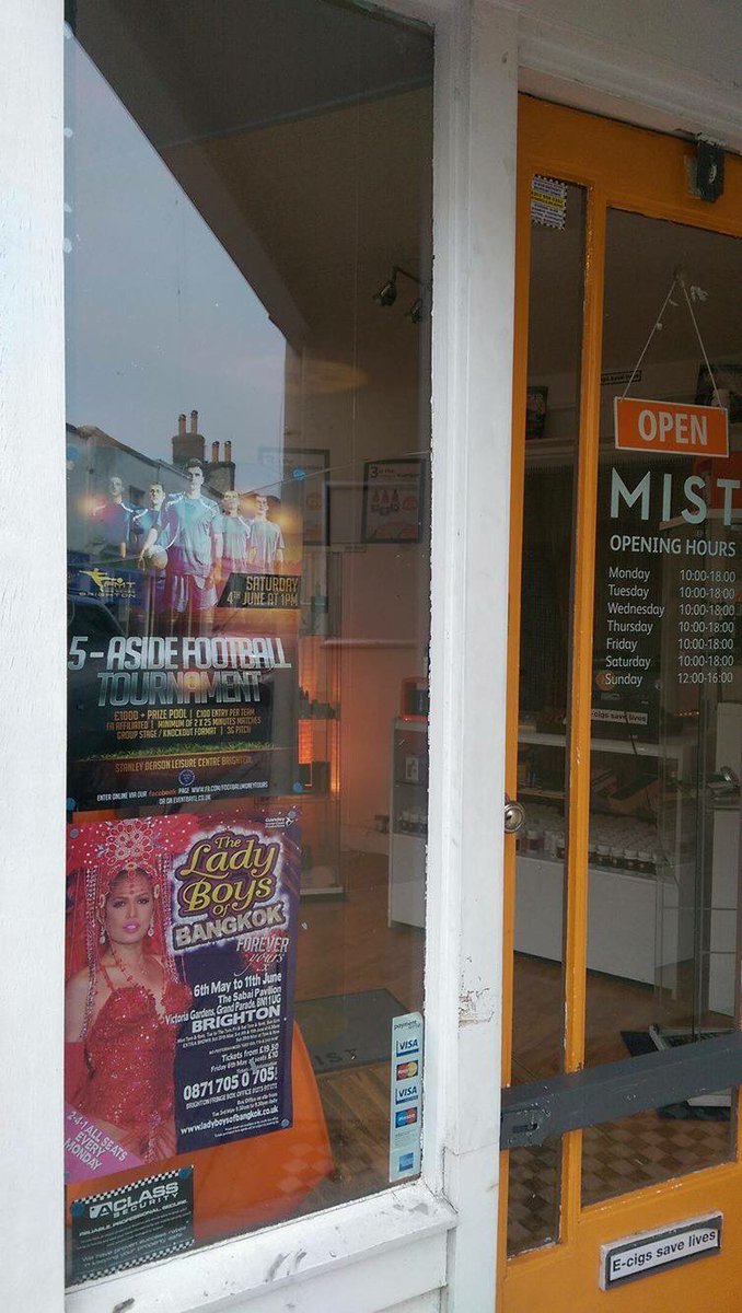 FMTevents's tweet photo. Nice to see local businesses supporting us in Brighton. Thank you Mist! @mistEliquid https://t.co/NIzgFOAwUo
