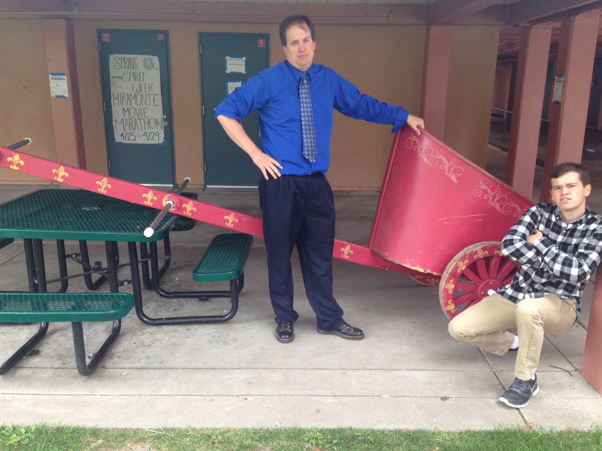 mhsjcl's tweet photo. @MagisterDavis1 and @samkilometers are ready for chariot racing. Are you? #miralatin #nationalclassicsweek https://t.co/tWlPjM6YTJ