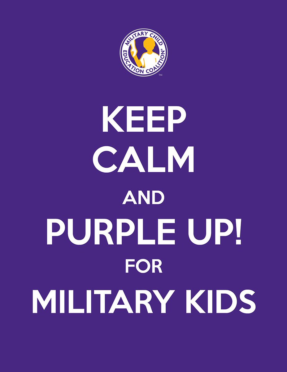 drbrittmobley's tweet photo. April is Month of the Military Child. Wear purple tomorrow to recognize our military children for their service! https://t.co/psYH3Aq6mt