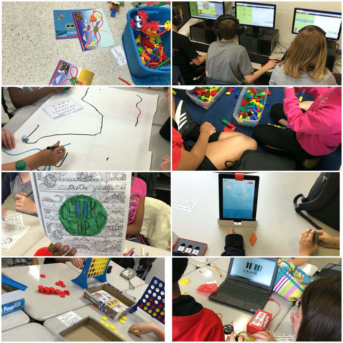 HeatherKorrell's tweet photo. Awesome makers spaces in tech class @GCBurkhead ! #osmo #ozobot #code #makeymakey #legos #connect4 #knex #HCSimpact https://t.co/2FJtsCCukT