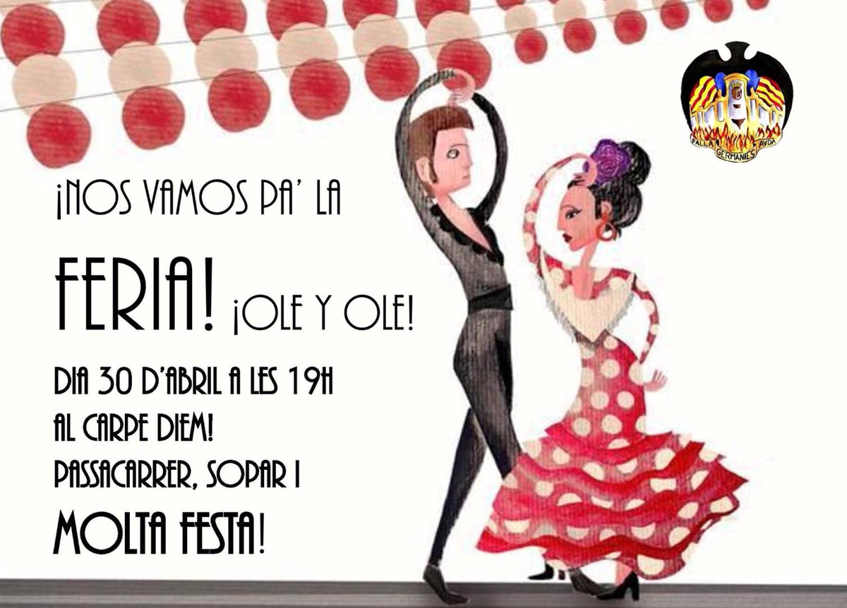 FallaAvdaGerman's tweet image. I la Fira d'Abril arriba a la Falla Avinguda Germanies! Pròxim 30 d'Abril! Olé 💃💃