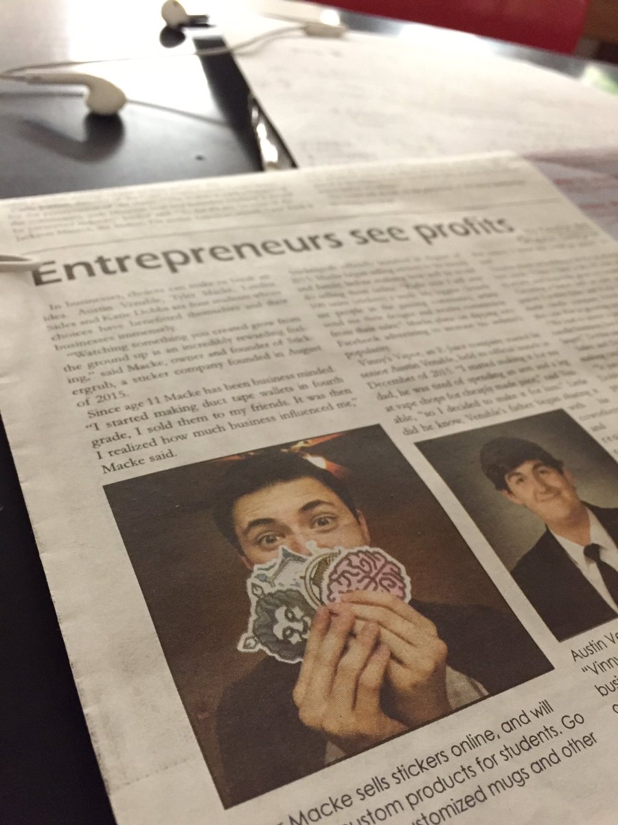 stickergrub's tweet photo. When you casually get in he news paper for your sticker business. #StickerGrub https://t.co/23di3VuOgV