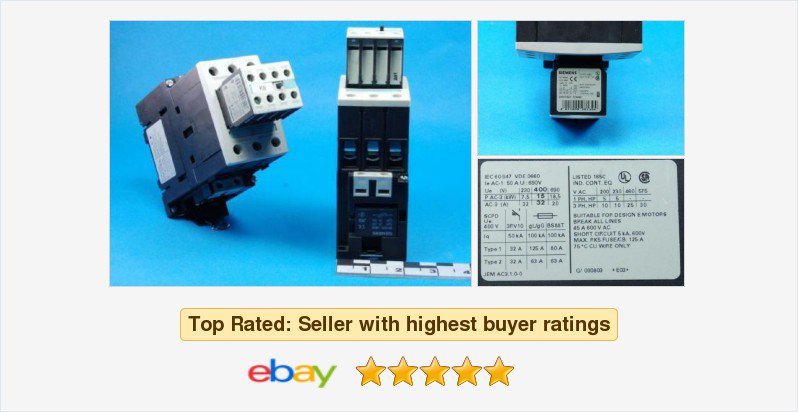 ElecSurplus's tweet photo. SIEMENS - 3RT1034-1BB40 + 3RH1921-1FA40 3-Pole 32Amp 5-30HP 24VDC Contactor #siemens https://t.co/c2z7eCdexJ? https://t.co/GCIdc7gWng