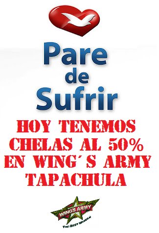 WA_tapachula's tweet photo. Ya no sufras por tu novi@, suegr@, o el profesor que te reprobó, te esperamos hoy jueves de chelas al 50%, aleluya! https://t.co/WlLPZkvWRQ