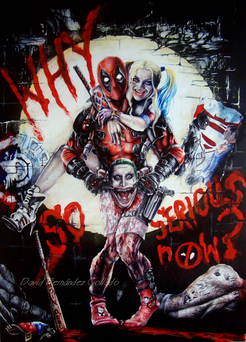 Davidsanclair's tweet photo. "Días del Masacre pasado" @Marvel @deadpoolmovie @SuicideSquadWB @DCComics @VancityReynolds @MargotRobbie https://t.co/B3dP3n1OJa