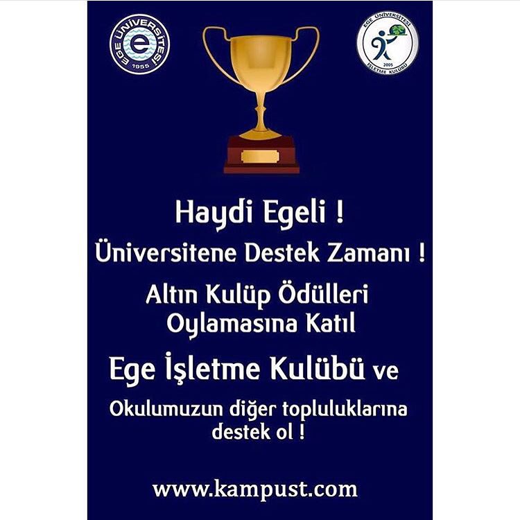 En kariyerli kulüp kategorisinden Ege Üniversitesi İşletme Kulübü'ne oy vermek için son gün! #altınkulüp #egeik