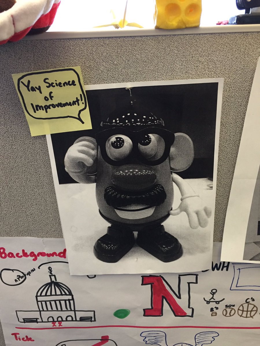 Mr Potato Head has invaded <a href="/theIHI/">Institute for Healthcare Improvement (IHI)</a>.  Just a few examples I saw today at world HQ. #pdsa #improvementscience