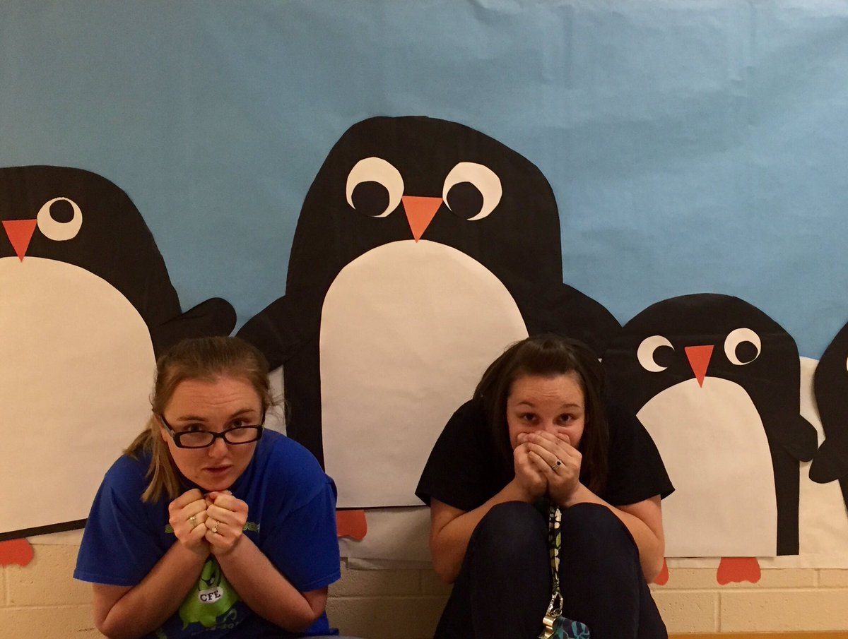 Ms. Wolfe &amp; I were not dressed for the weather in Antarctica, but we had to take a picture with these penguins! 🐧❄️