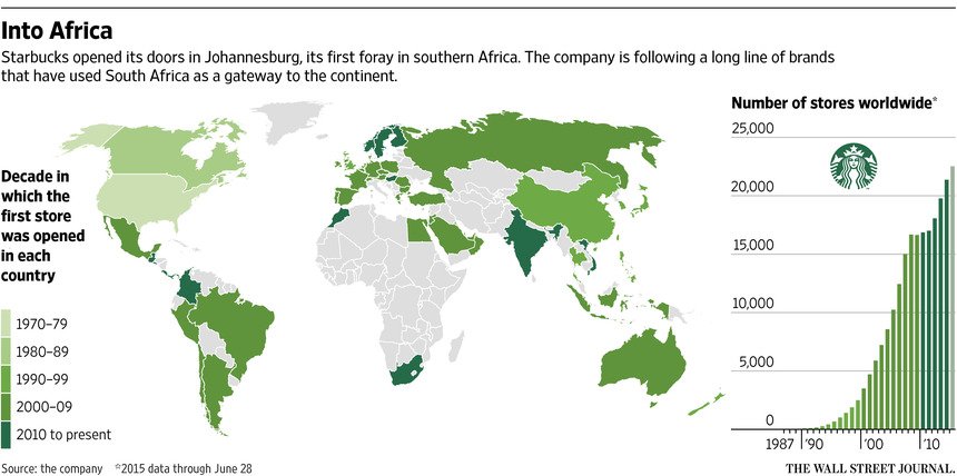 Starbucks Locations Worldwide Map Wsj Graphics On Twitter: "Graphic: #Starbucks Opens First Store In South  Africa Https://T.co/Yktzp52Z1H Https://T.co/Omuf4Ccaow" / Twitter
