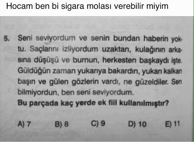 Hocam ben bi sigara molası verebilir miyim