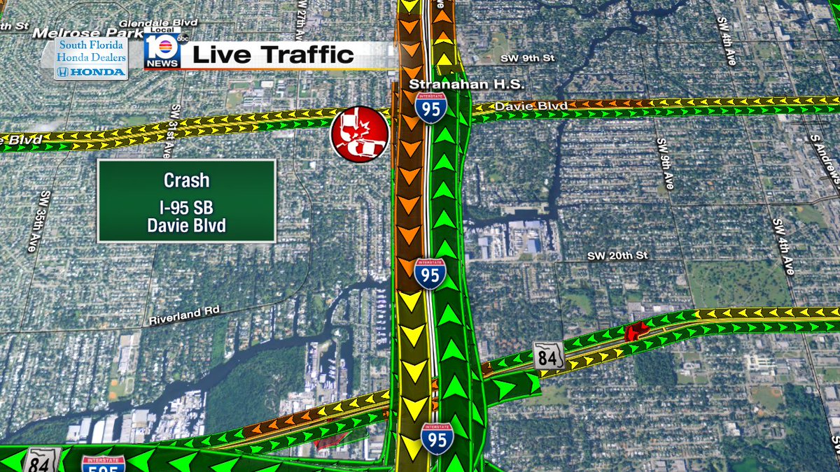 CRASH: I-95 SB & Davie Blvd.  Expect delays. #TRAFFIC https://t.co/ozfk3Bl9jF