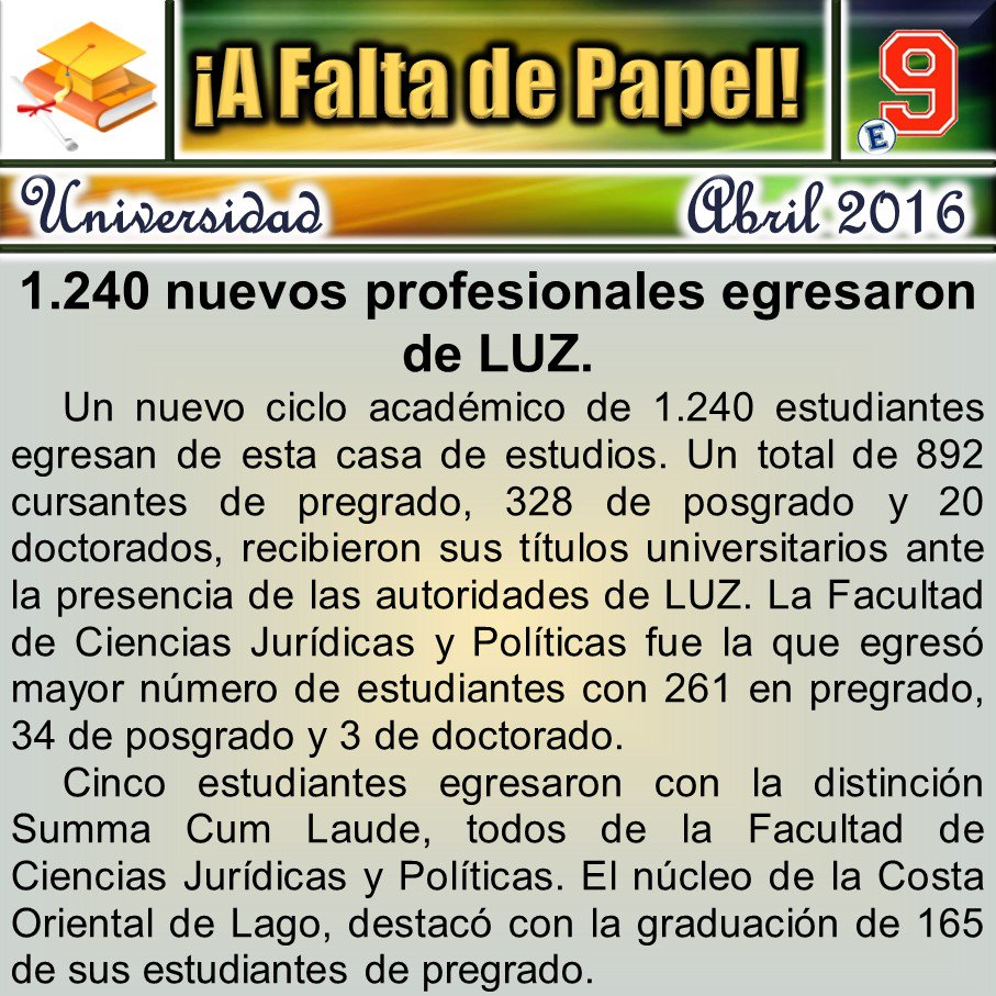 afaltadepapel's tweet photo. #Universidad #NoticiaLUZ #Egresan #LUZ #UniversidadDelZulia #Profesionales #Nuevos #Venezuela #AFaltaDePapel https://t.co/iMzTQtu8vV