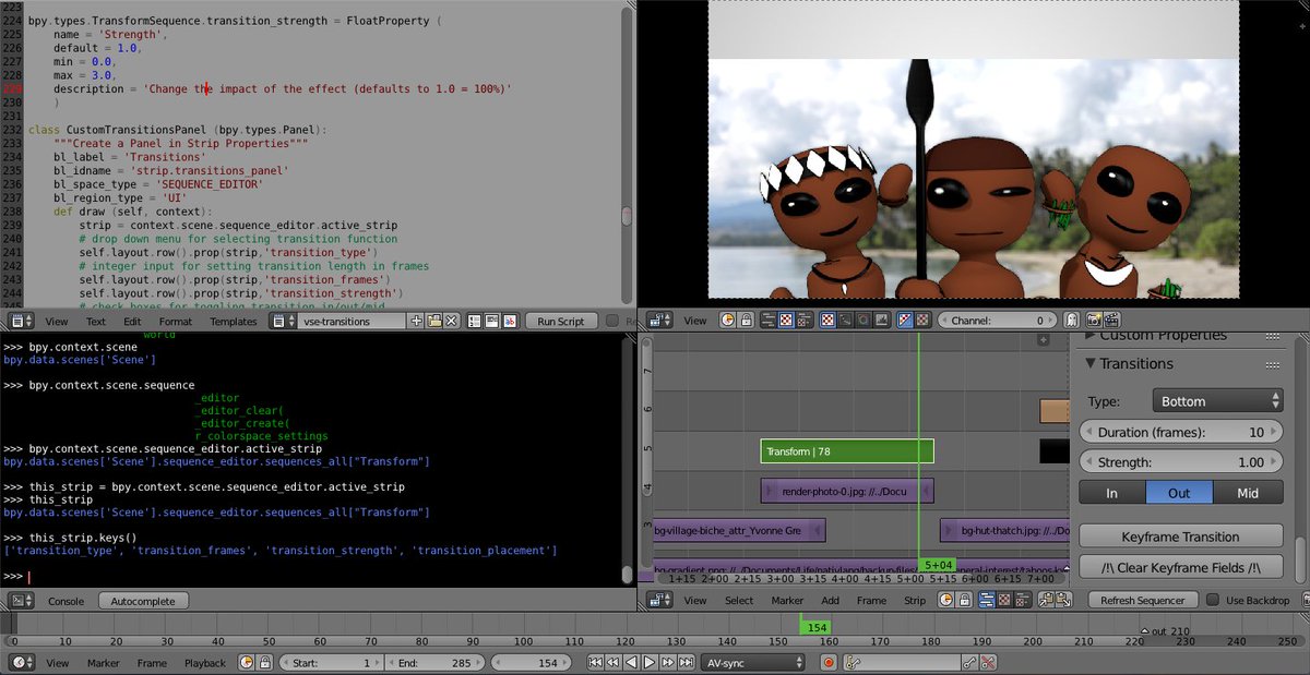 Botmasher's tweet photo. NativLang &amp; CompChomp got me tired of animating transitions in Blender video editor. Coding a UI for them instead! https://t.co/jy7kP8InjE