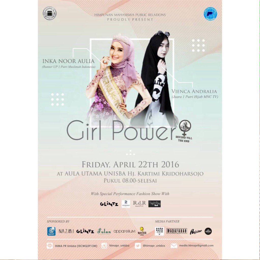 Girl Power "Defend Till The End" | Jumat, 22 April 2016 at Gd. Aula Utama Unisba Hj.Kartimi Kridhoharsojo